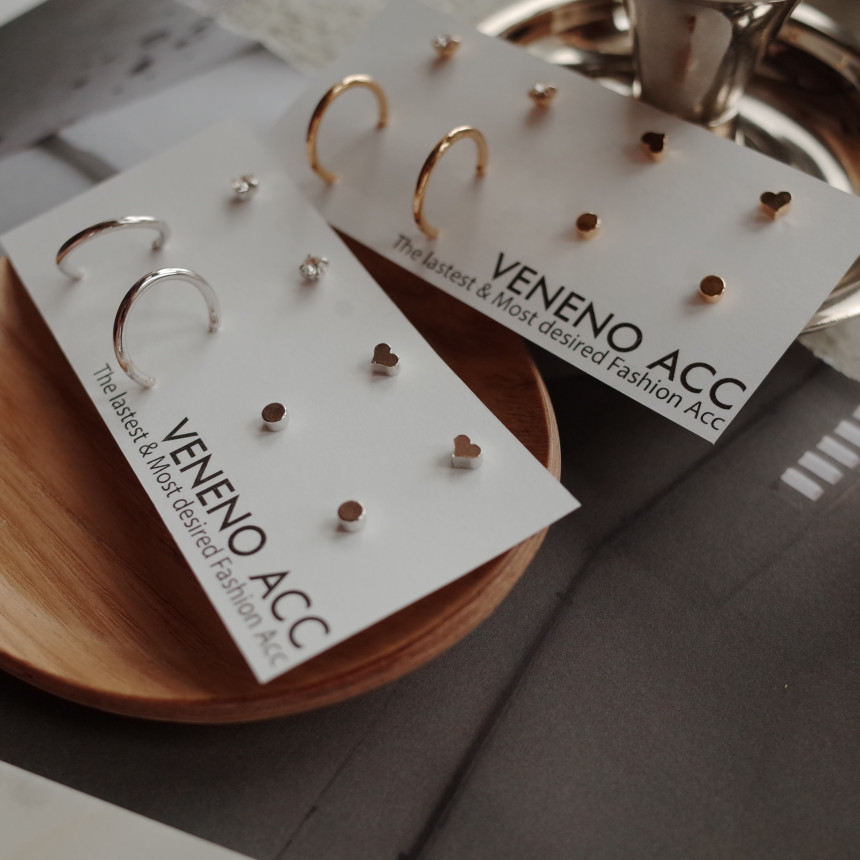 Bebe Heart 8SET Daily Simple Earrings Stylish Uniq