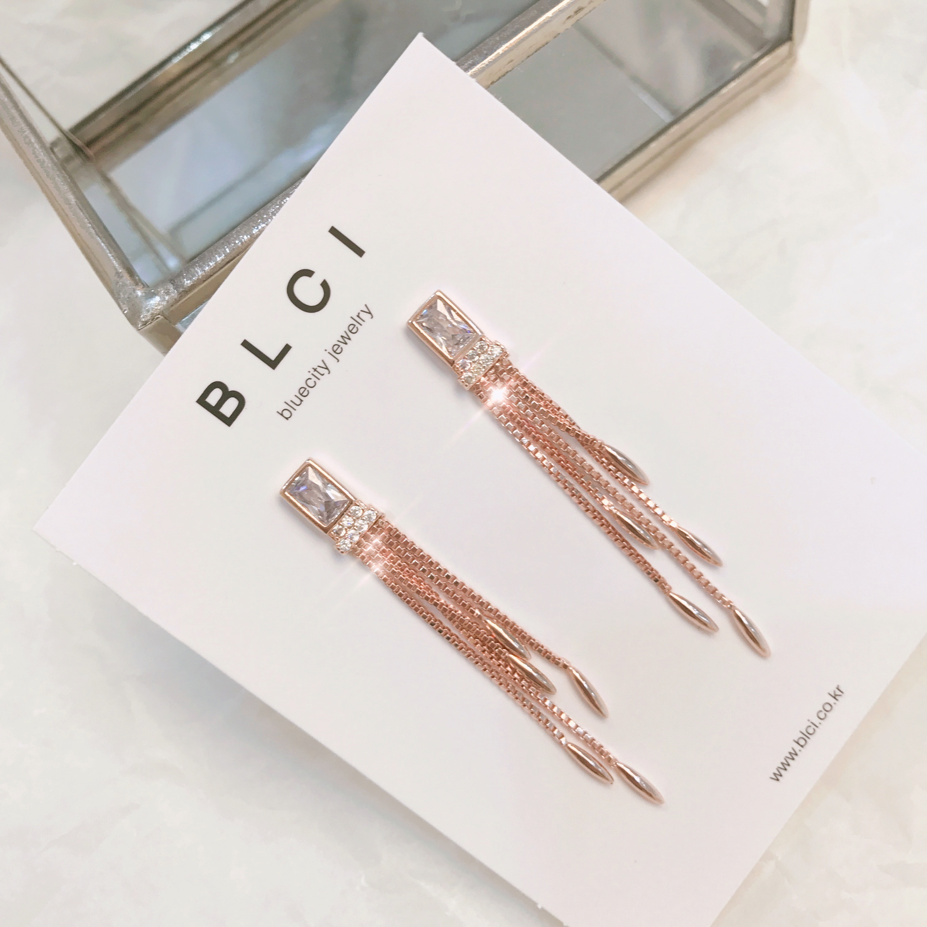 Silver hand drop earrings Glam Diamond Celebrity P