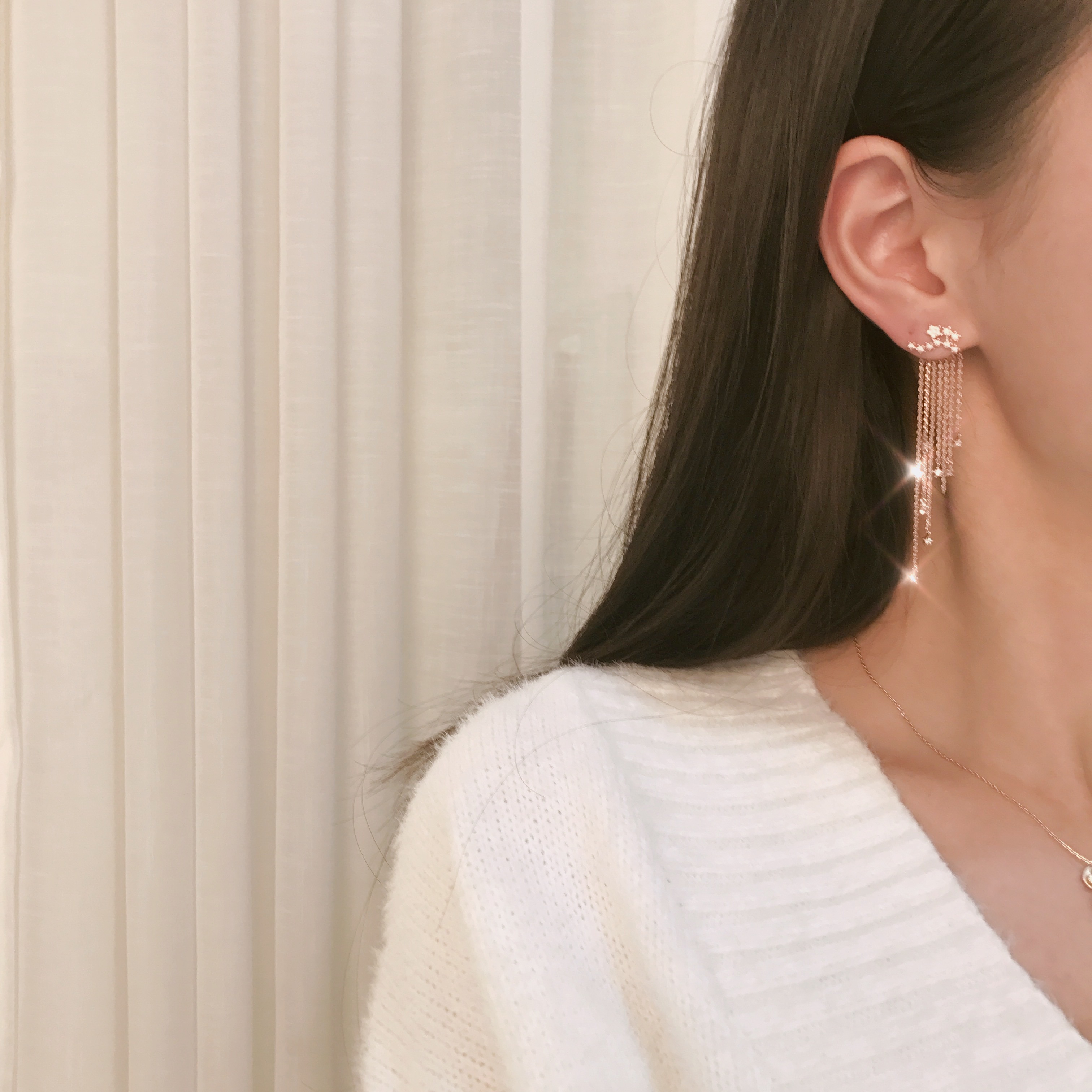 Silver hand drop earrings Glam Diamond Celebrity P