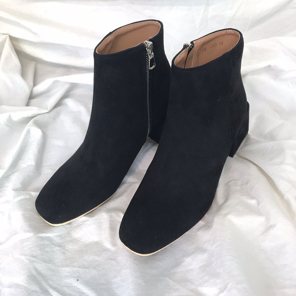 Suede Angle Boots Girls Midsole Heeled Winter Simp