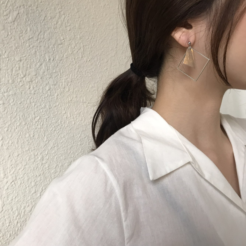 Curse Square Modern Drop Earrings 3color Unique an