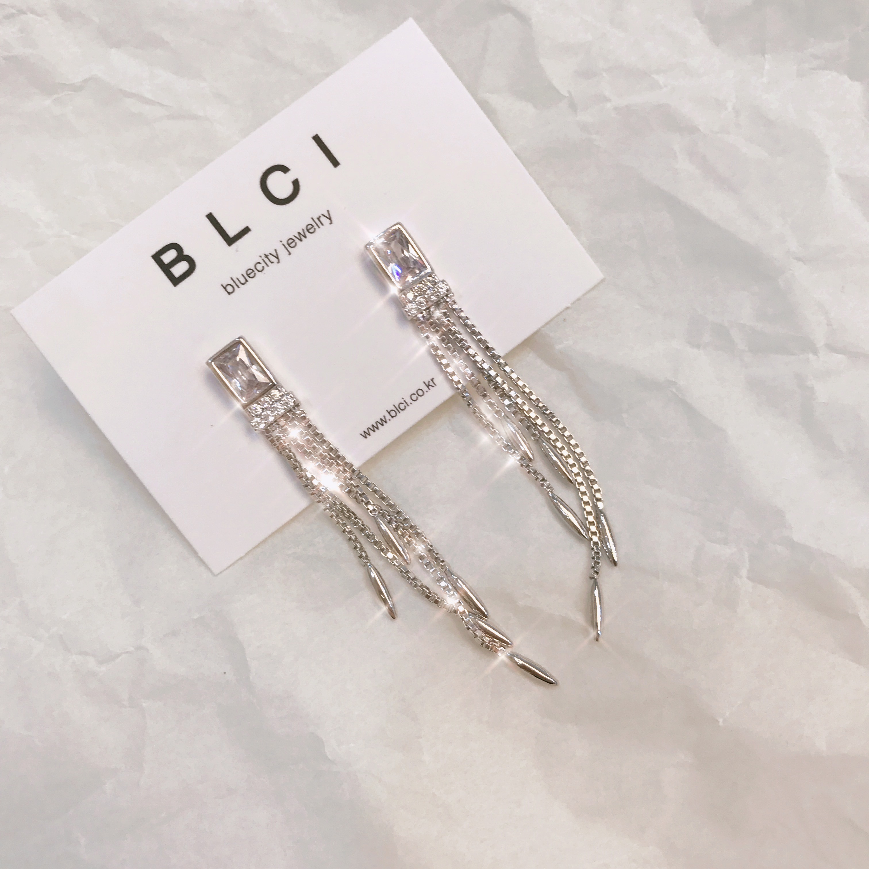 Silver hand drop earrings Glam Diamond Celebrity P