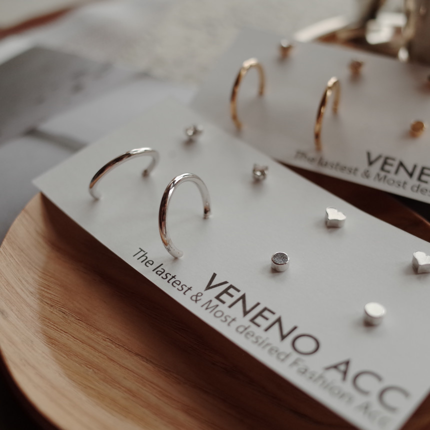 Bebe Heart 8SET Daily Simple Earrings Stylish Uniq