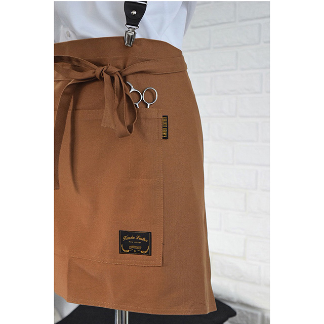 멜빵앞치마 칸데오레더 공방 미용실 카페 미용사 바리스타 앞치마 가죽 데님앞치마 브라운