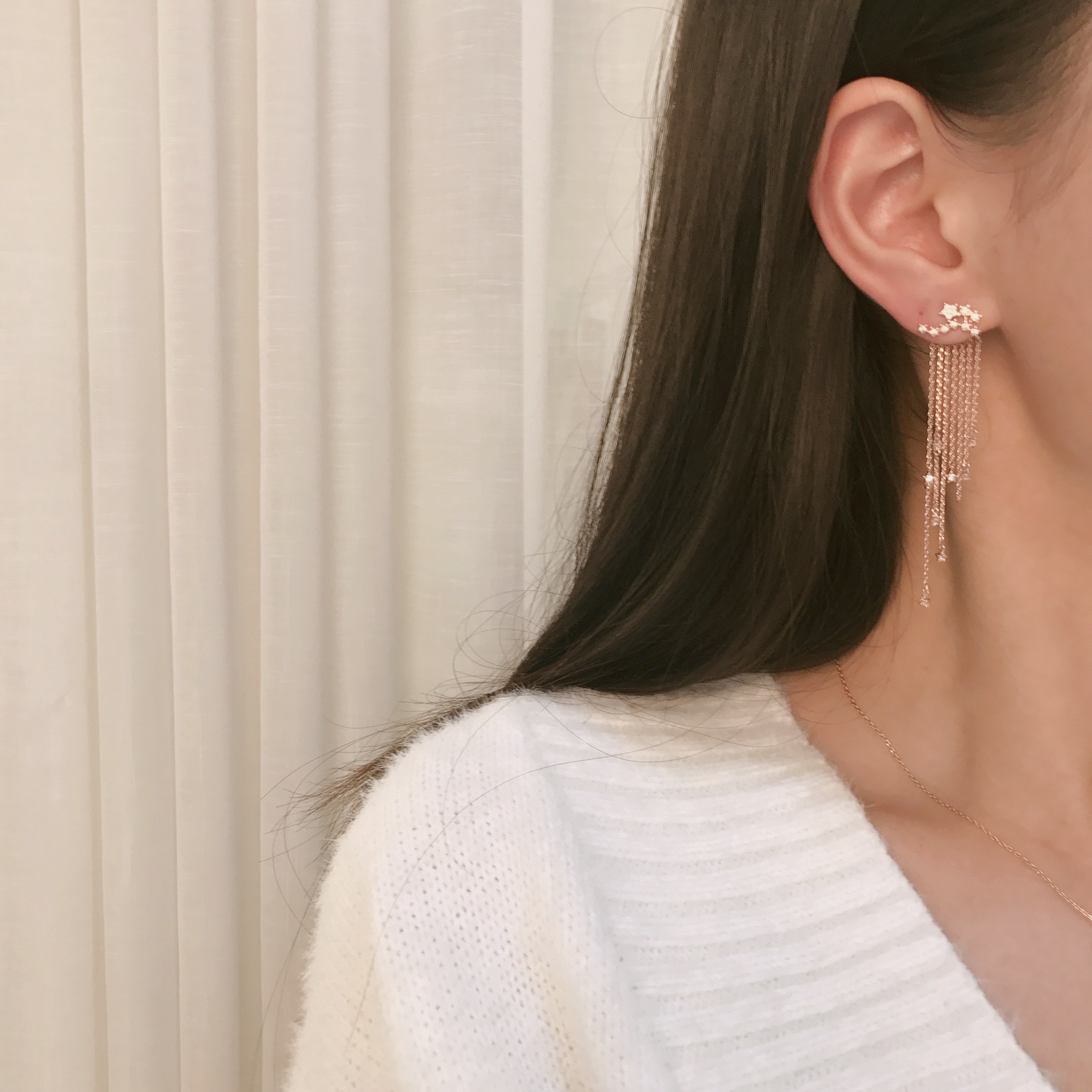 Silver hand drop earrings Glam Diamond Celebrity P