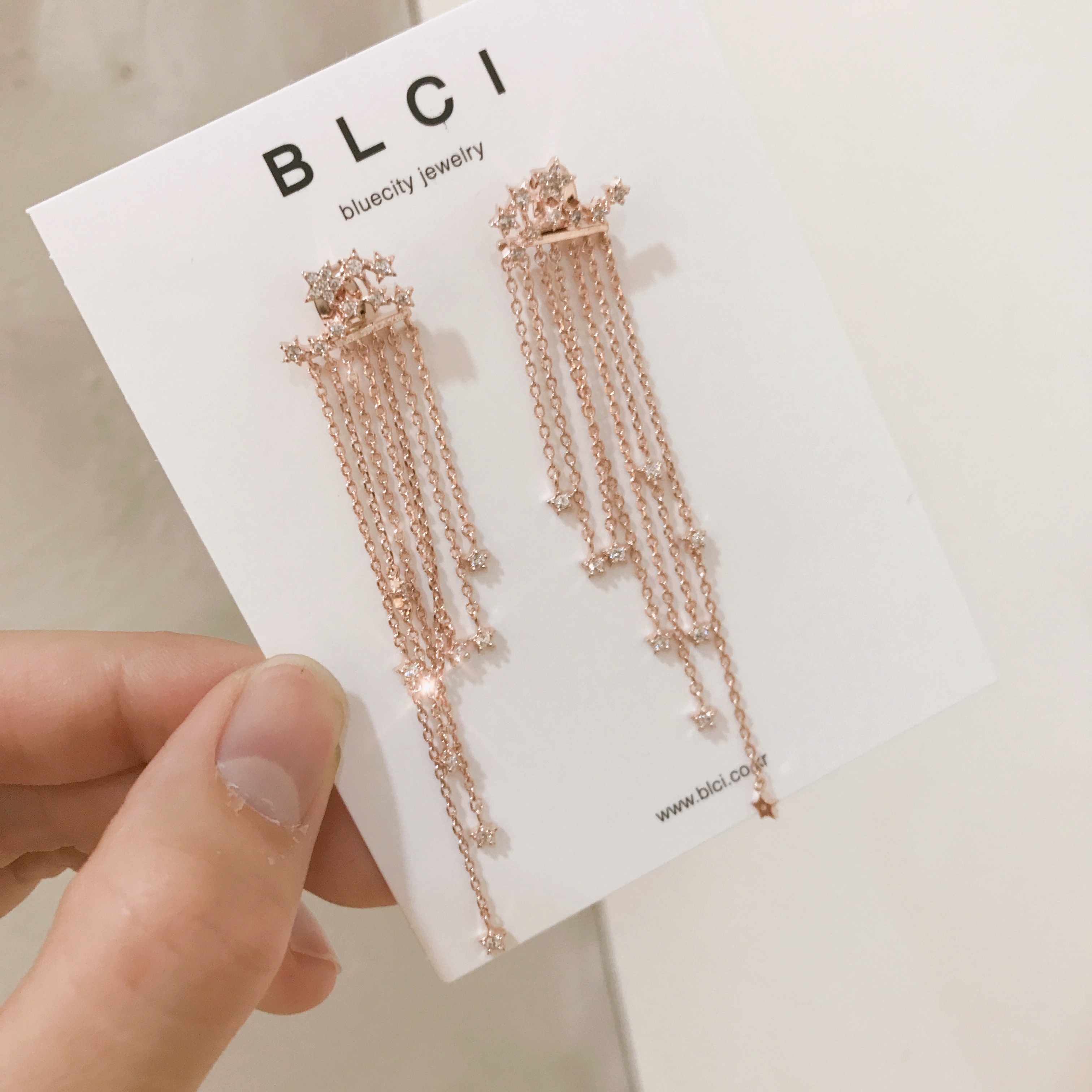 Silver hand drop earrings Glam Diamond Celebrity P