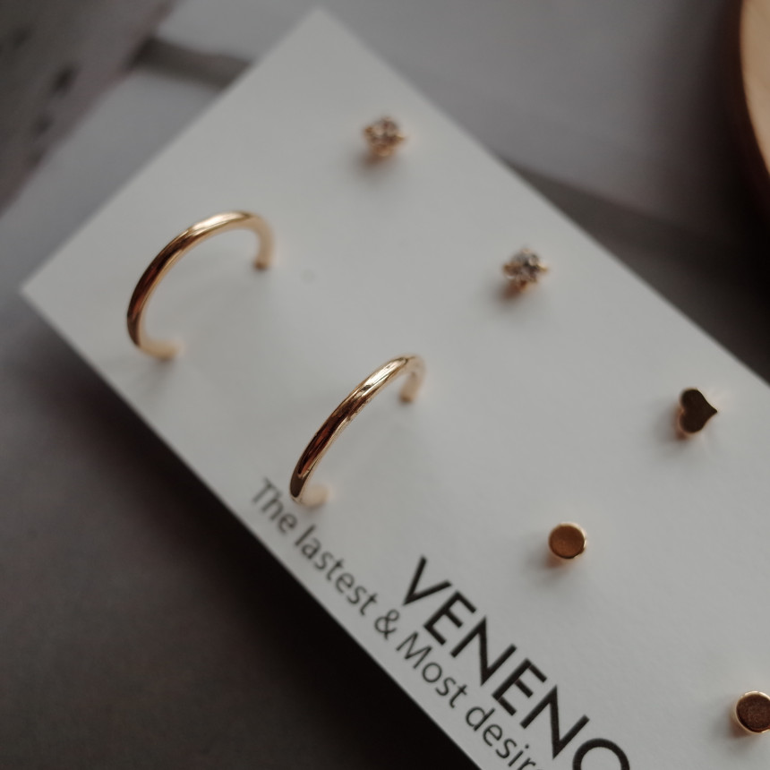 Bebe Heart 8SET Daily Simple Earrings Stylish Uniq