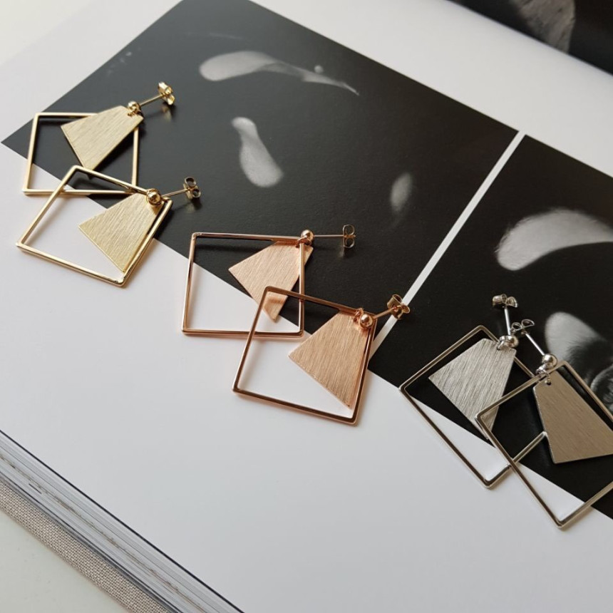 Curse Square Modern Drop Earrings 3color Unique an