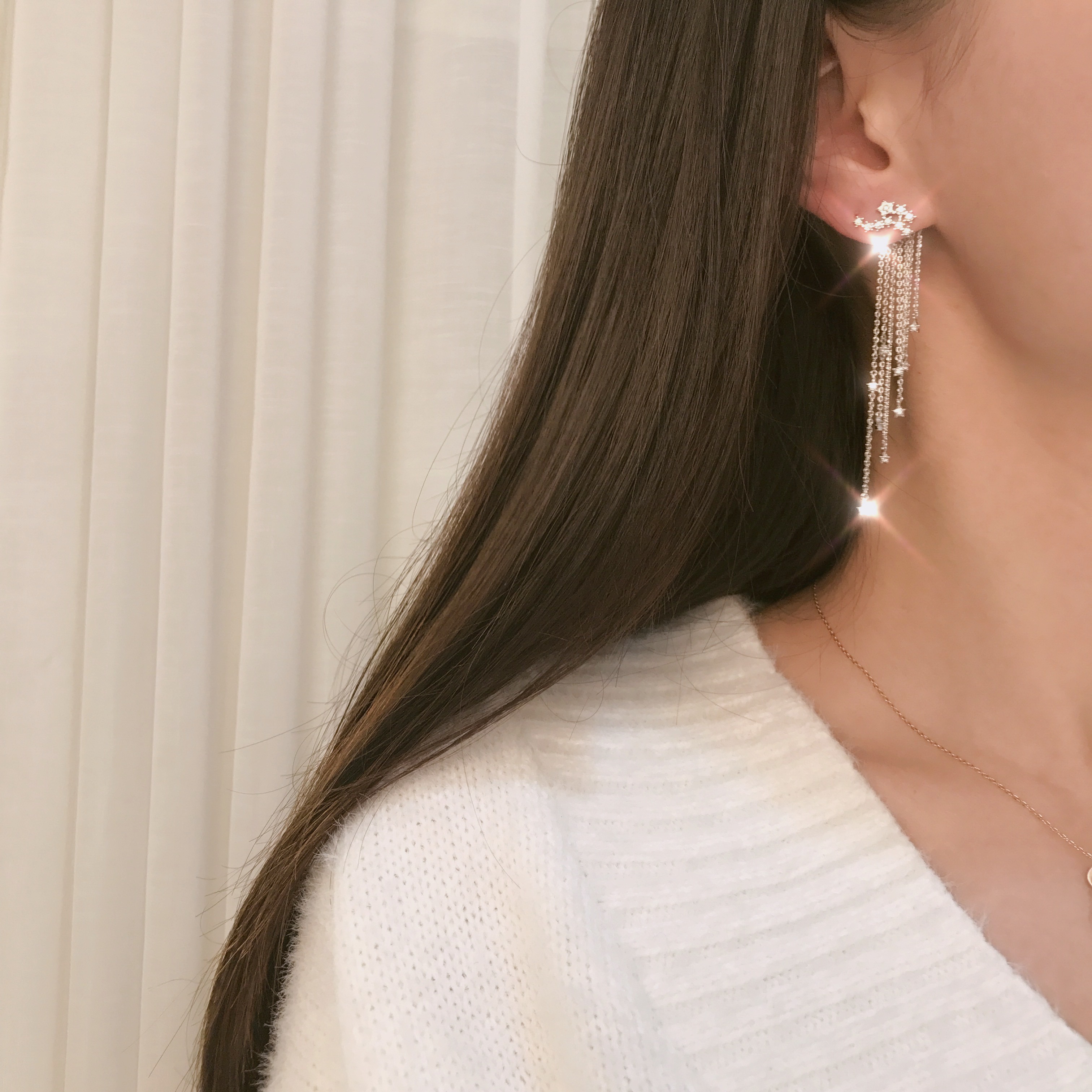 Silver hand drop earrings Glam Diamond Celebrity P