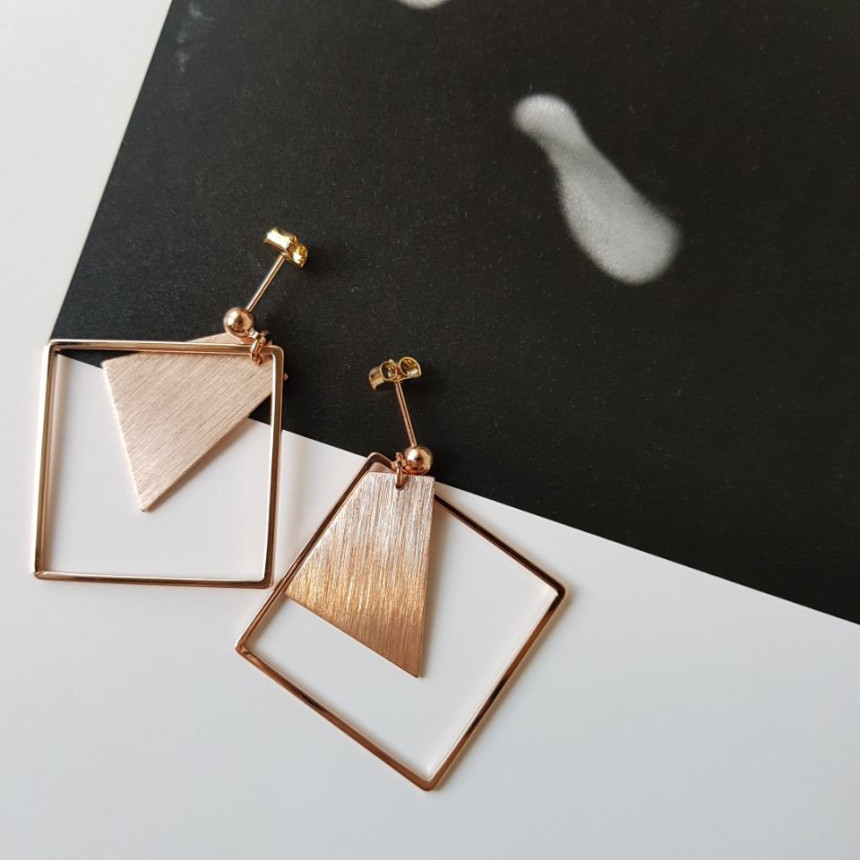 Curse Square Modern Drop Earrings 3color Unique an