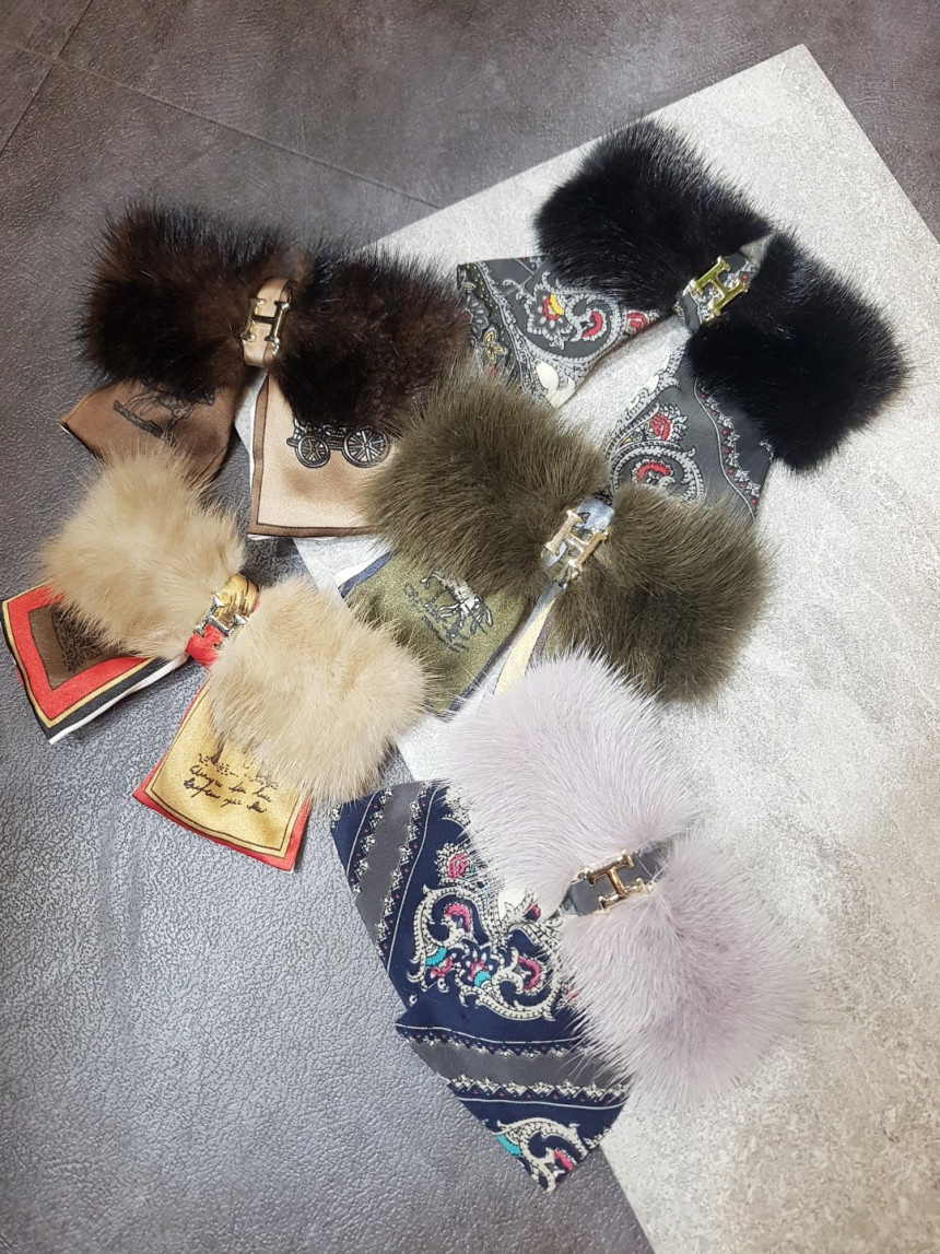 Hair Accessories Mink HI Scarf Ribbon Hairpin 5col