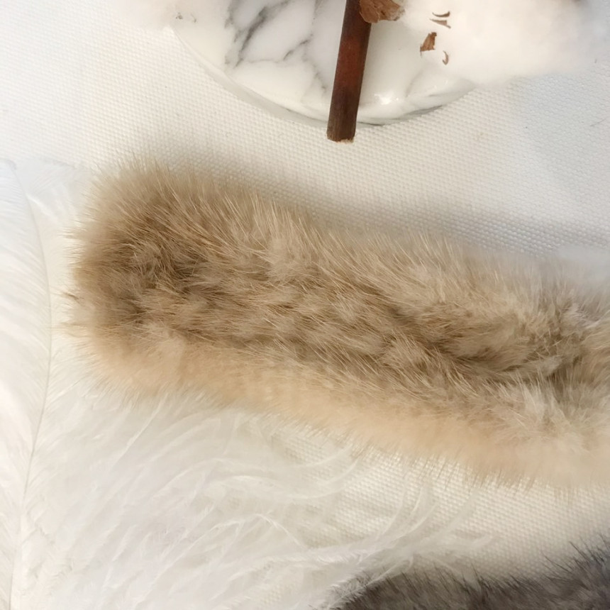 Handmade Natural Mink Keyring 2COL Real Fox Keyhol