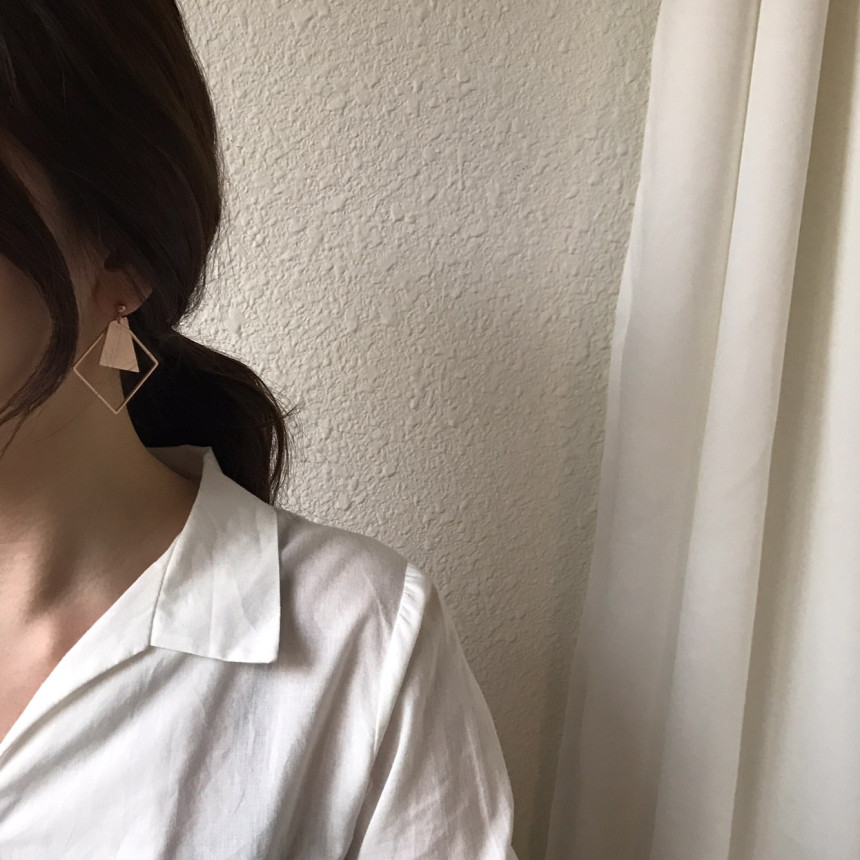 Curse Square Modern Drop Earrings 3color Unique an