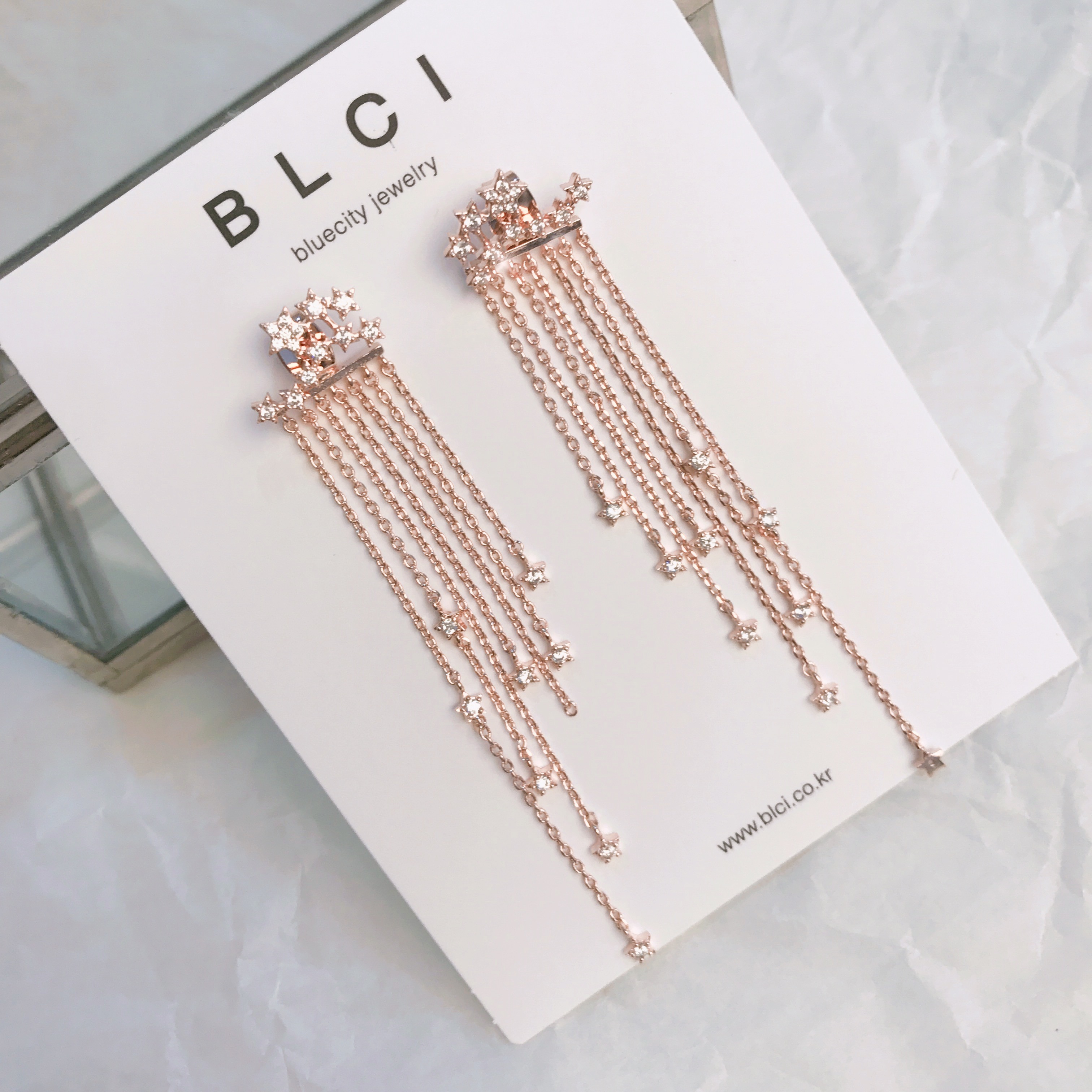 Silver hand drop earrings Glam Diamond Celebrity P