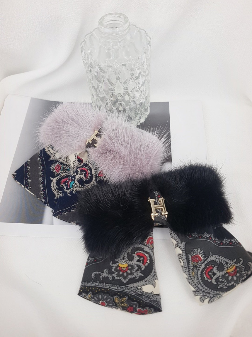Hair Accessories Mink HI Scarf Ribbon Hairpin 5col