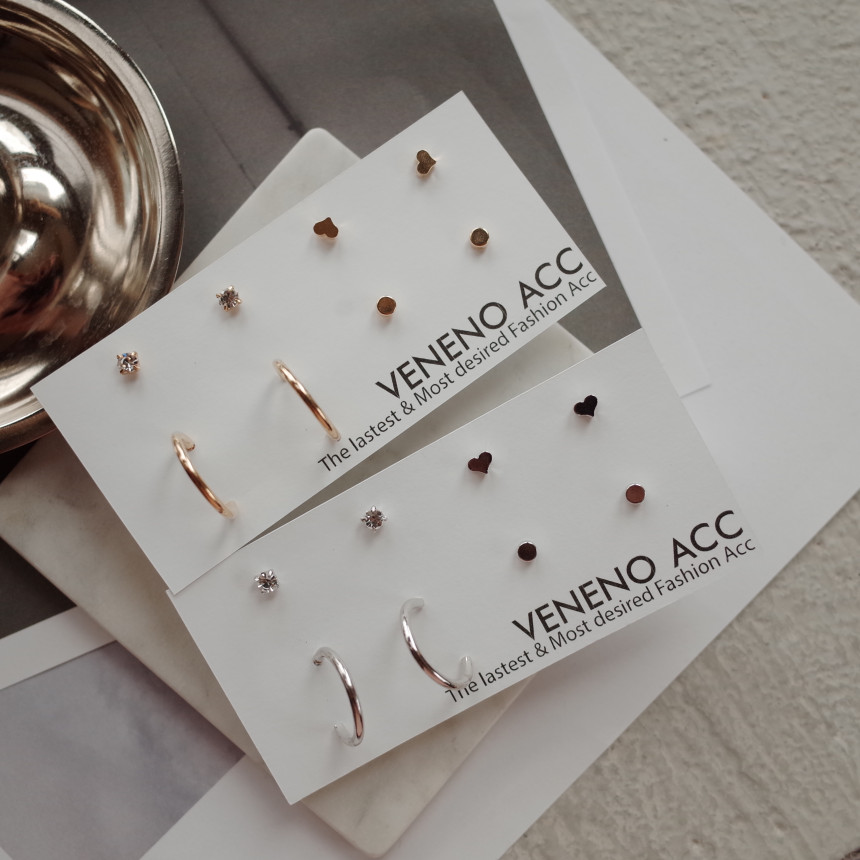 Bebe Heart 8SET Daily Simple Earrings Stylish Uniq