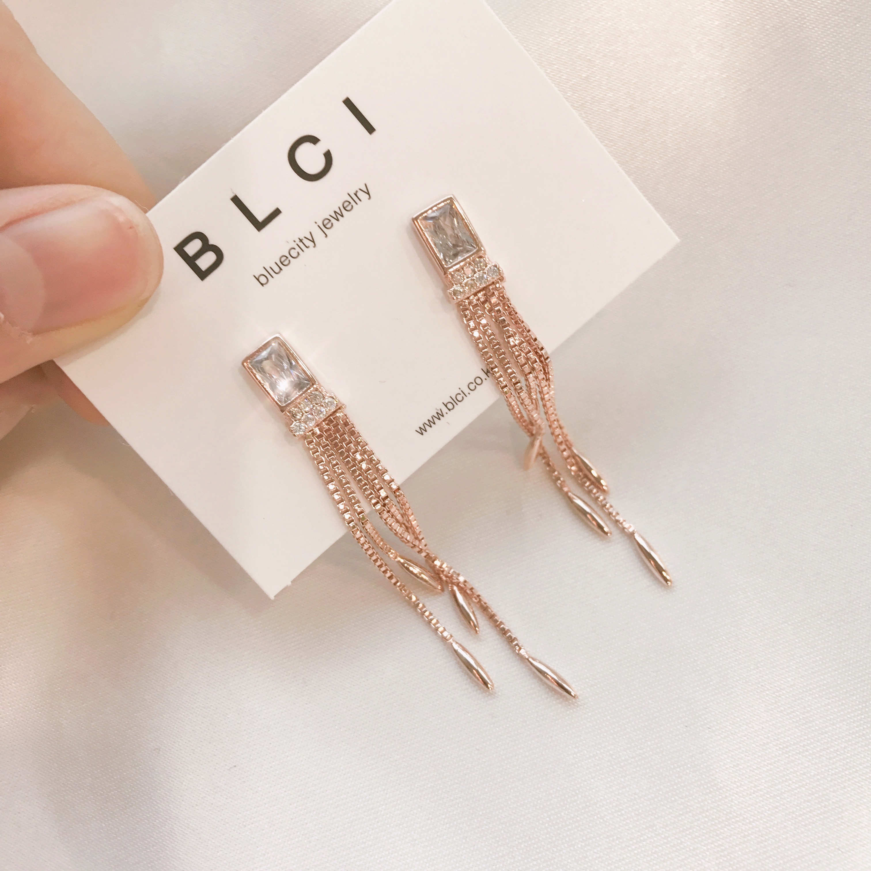 Silver hand drop earrings Glam Diamond Celebrity P