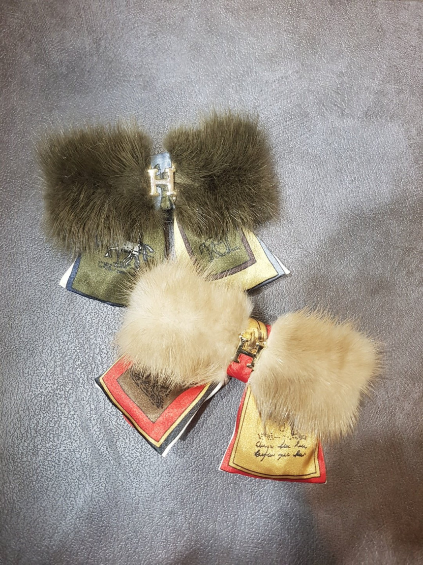 Hair Accessories Mink HI Scarf Ribbon Hairpin 5col