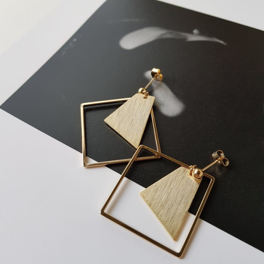 Curse Square Modern Drop Earrings 3color Unique an
