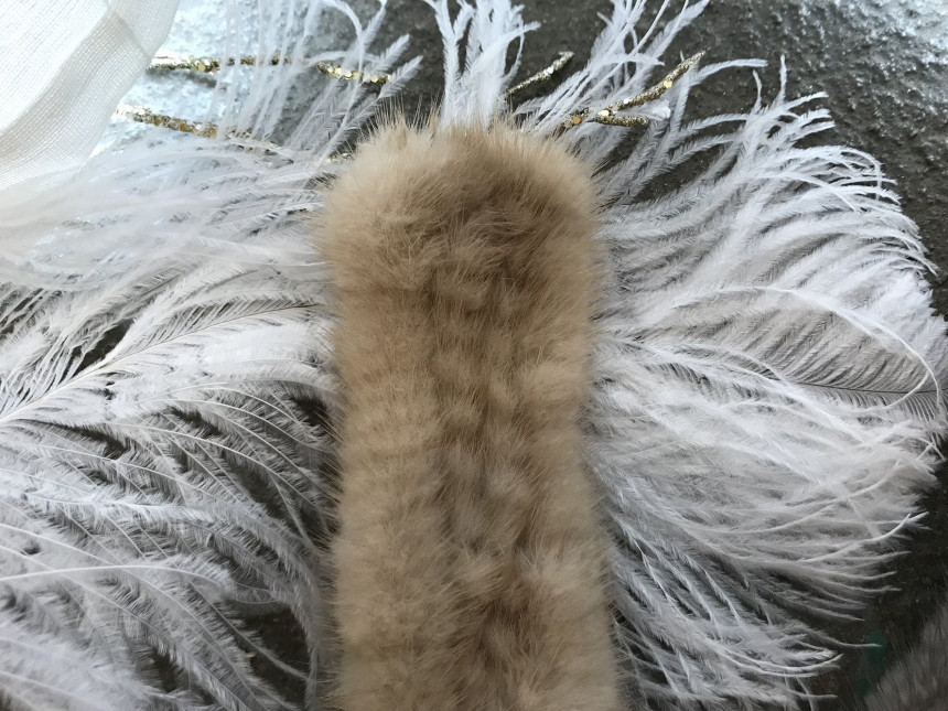 Handmade Natural Mink Keyring 2COL Real Fox Keyhol