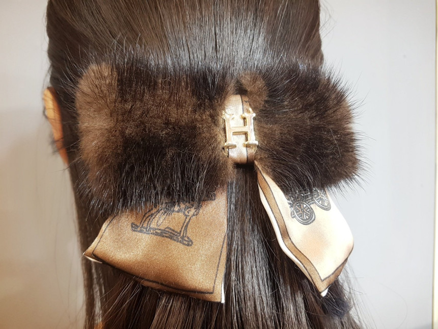 Hair Accessories Mink HI Scarf Ribbon Hairpin 5col