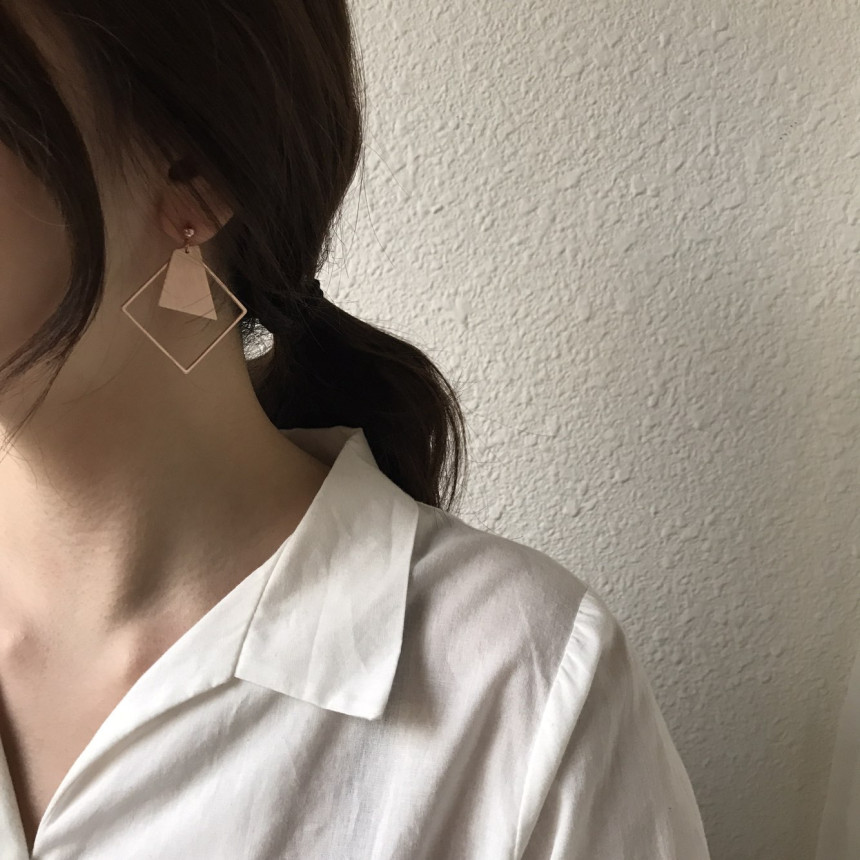 Curse Square Modern Drop Earrings 3color Unique an