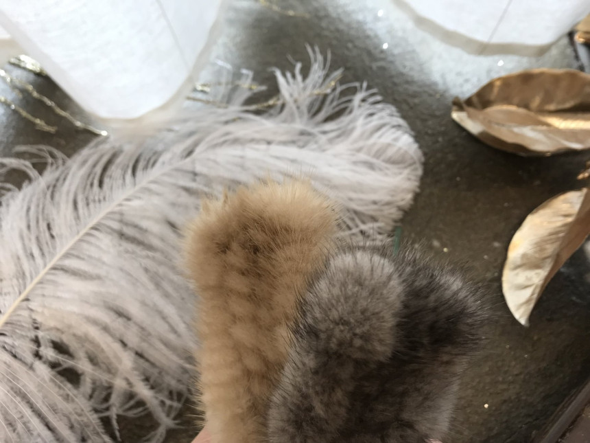 Handmade Natural Mink Keyring 2COL Real Fox Keyhol