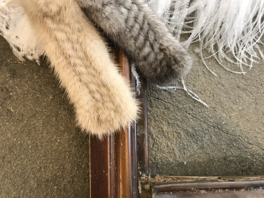 Handmade Natural Mink Keyring 2COL Real Fox Keyhol