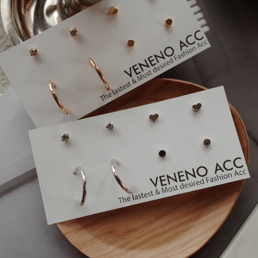 Bebe Heart 8SET Daily Simple Earrings Stylish Uniq