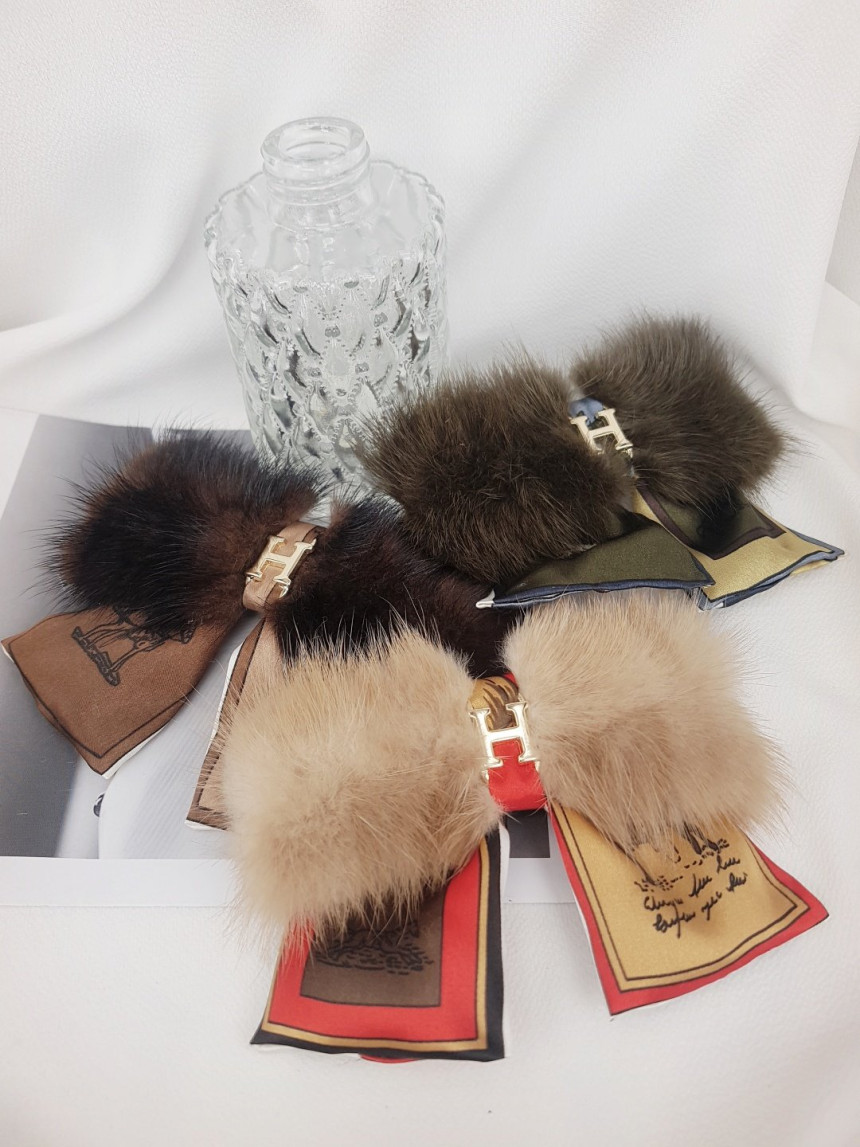 Hair Accessories Mink HI Scarf Ribbon Hairpin 5col