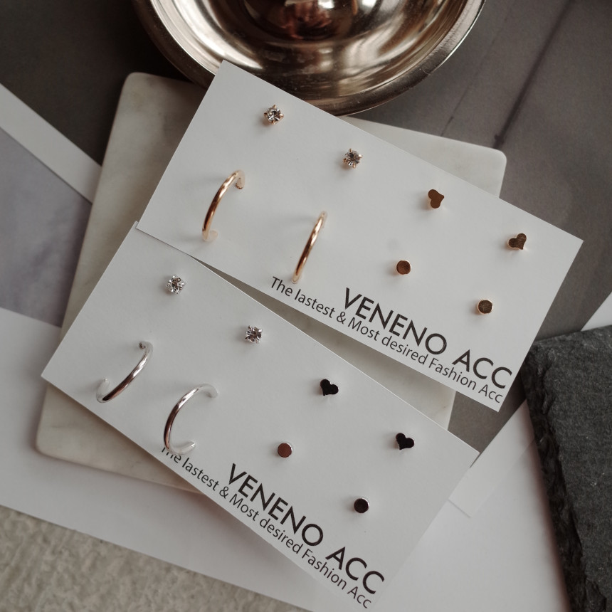 Bebe Heart 8SET Daily Simple Earrings Stylish Uniq