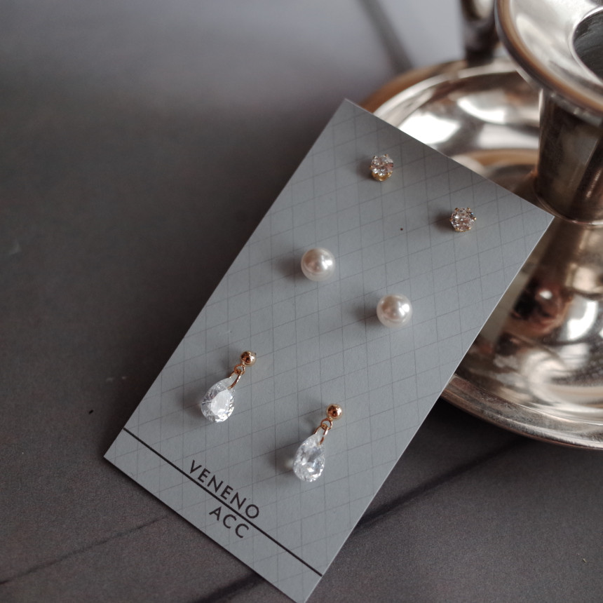 NO.44 Swarovski BASIC Modern Set Earrings Handmade