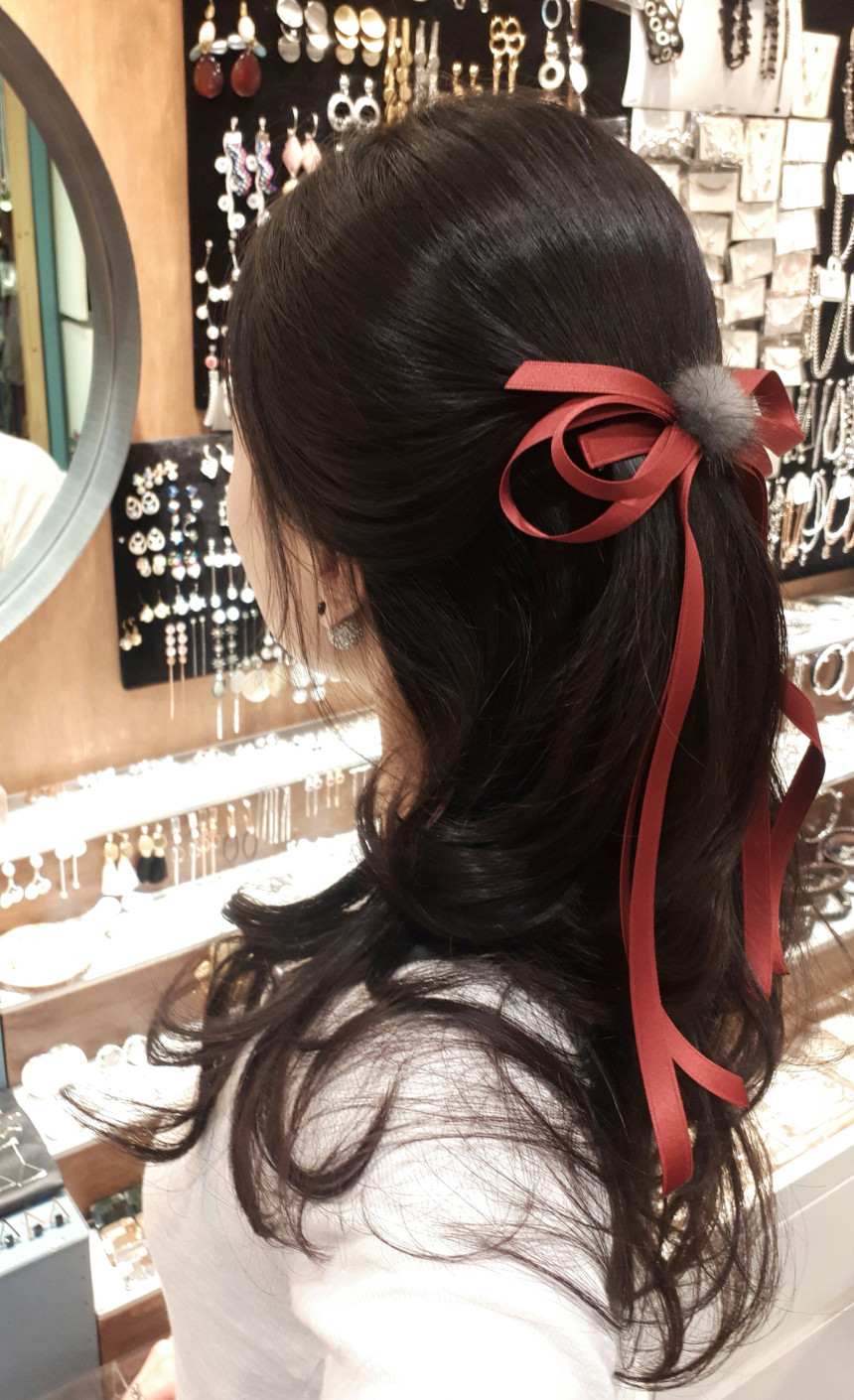 Hair Accessories Thin Line Matte Tail Ribbon Cente