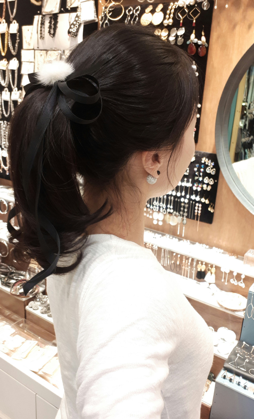 Hair Accessories Thin Line Matte Tail Ribbon Cente