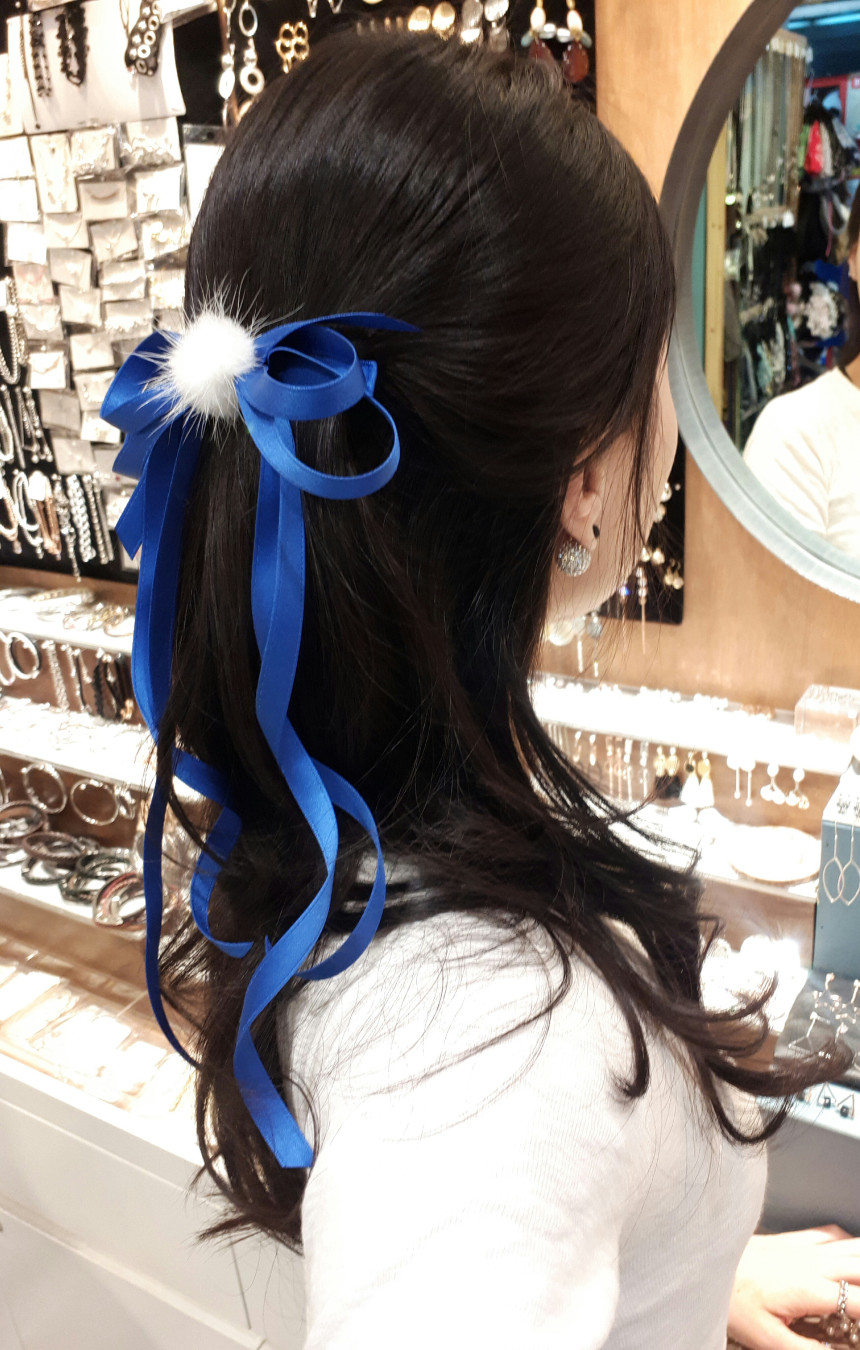 Hair Accessories Thin Line Matte Tail Ribbon Cente
