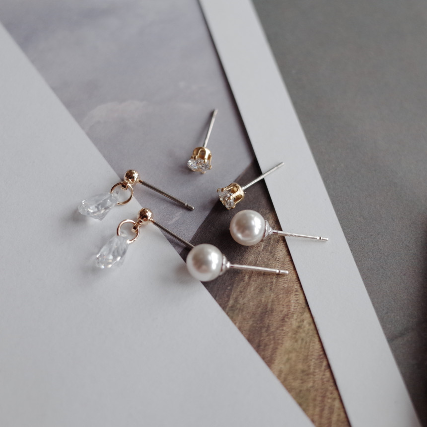 NO.44 Swarovski BASIC Modern Set Earrings Handmade