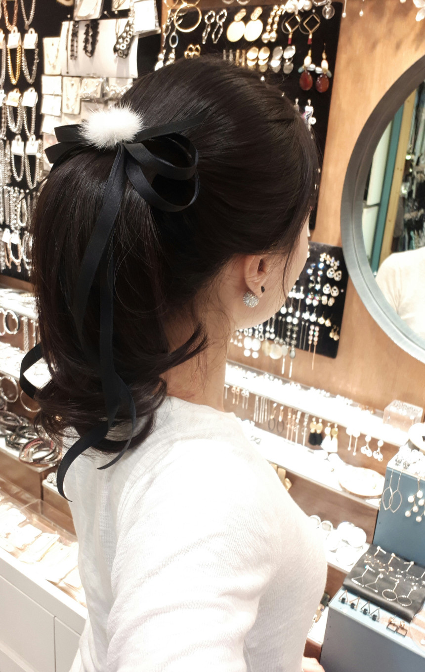 Hair Accessories Thin Line Matte Tail Ribbon Cente