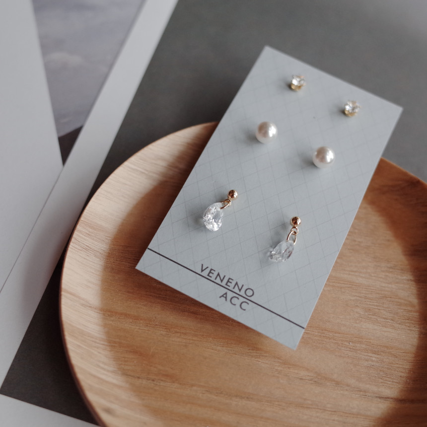 NO.44 Swarovski BASIC Modern Set Earrings Handmade