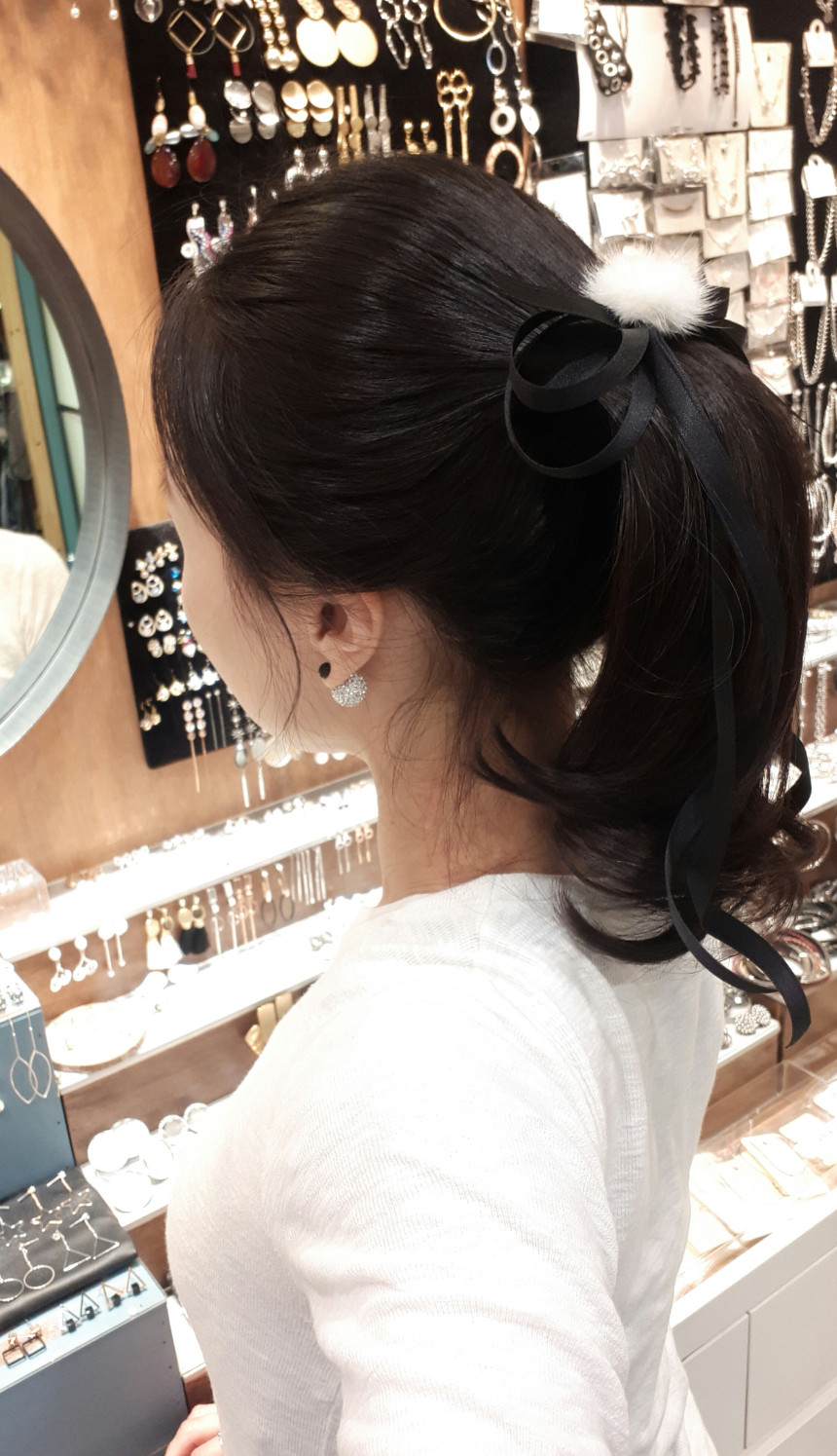 Hair Accessories Thin Line Matte Tail Ribbon Cente