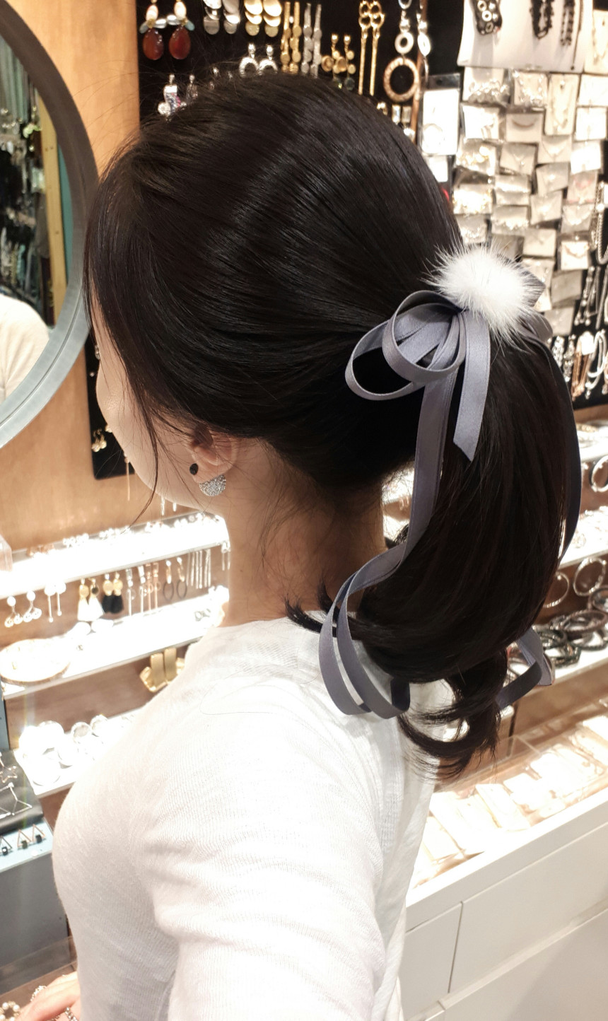 Hair Accessories Thin Line Matte Tail Ribbon Cente