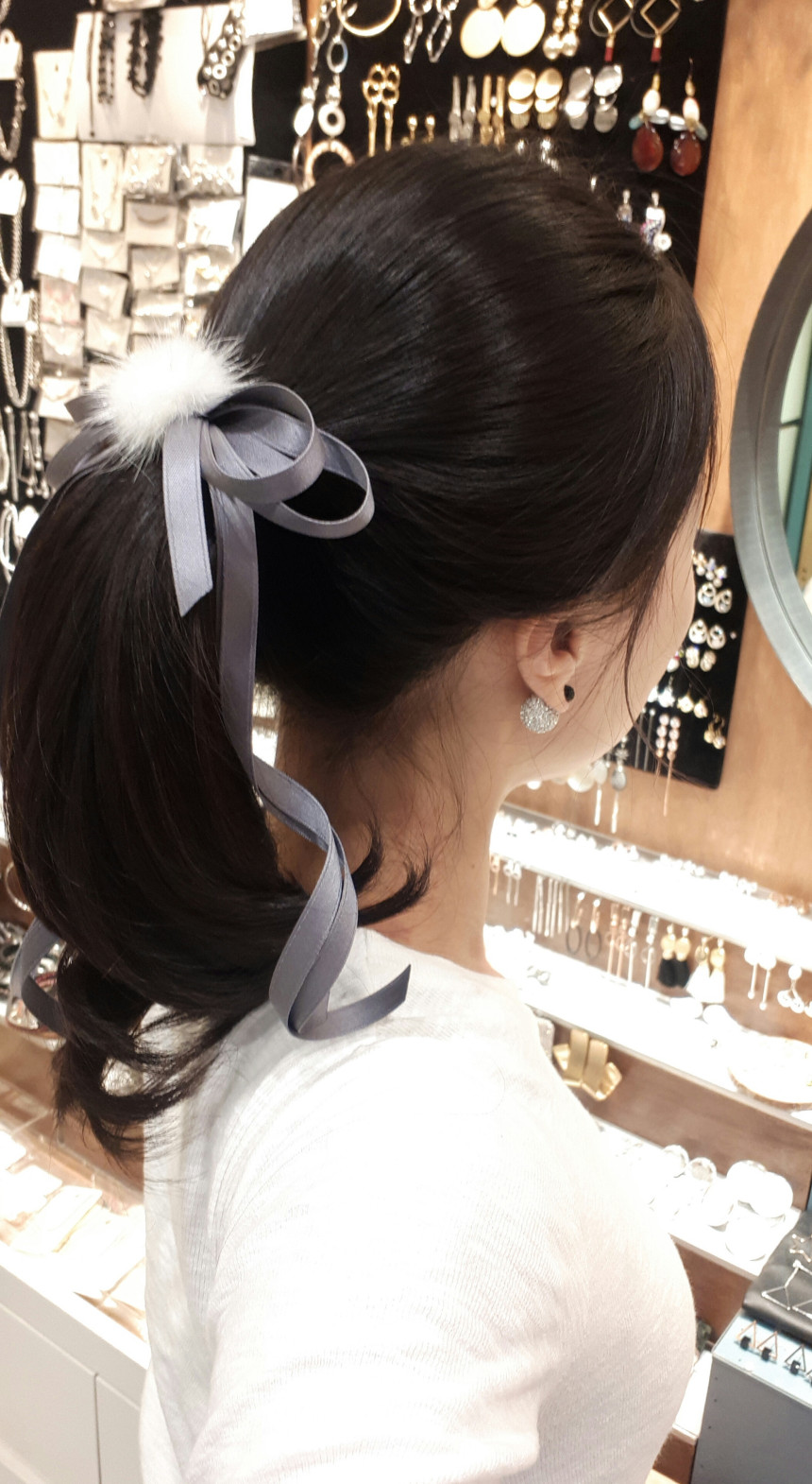 Hair Accessories Thin Line Matte Tail Ribbon Cente