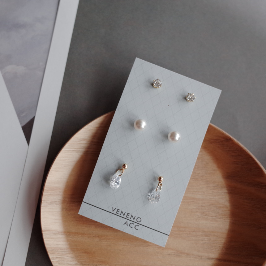 NO.44 Swarovski BASIC Modern Set Earrings Handmade