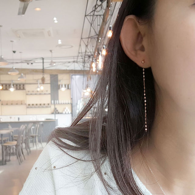 롱 체인 드롭 14k 피어싱 한쪽 귀걸이 - 상세 이미지 4