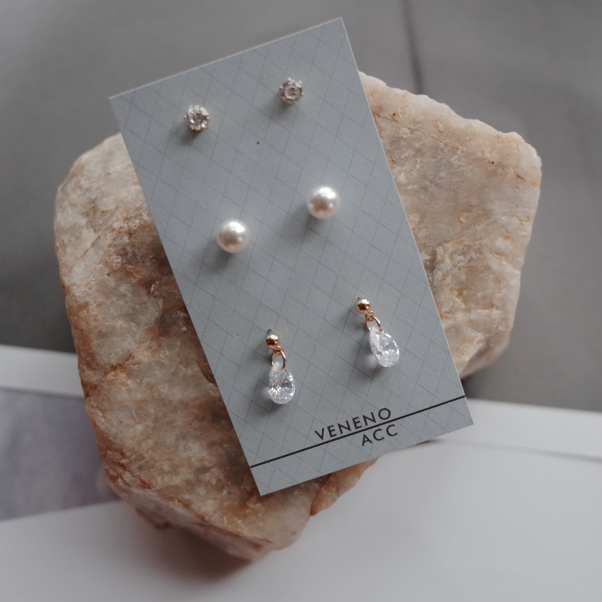 NO.44 Swarovski BASIC Modern Set Earrings Handmade
