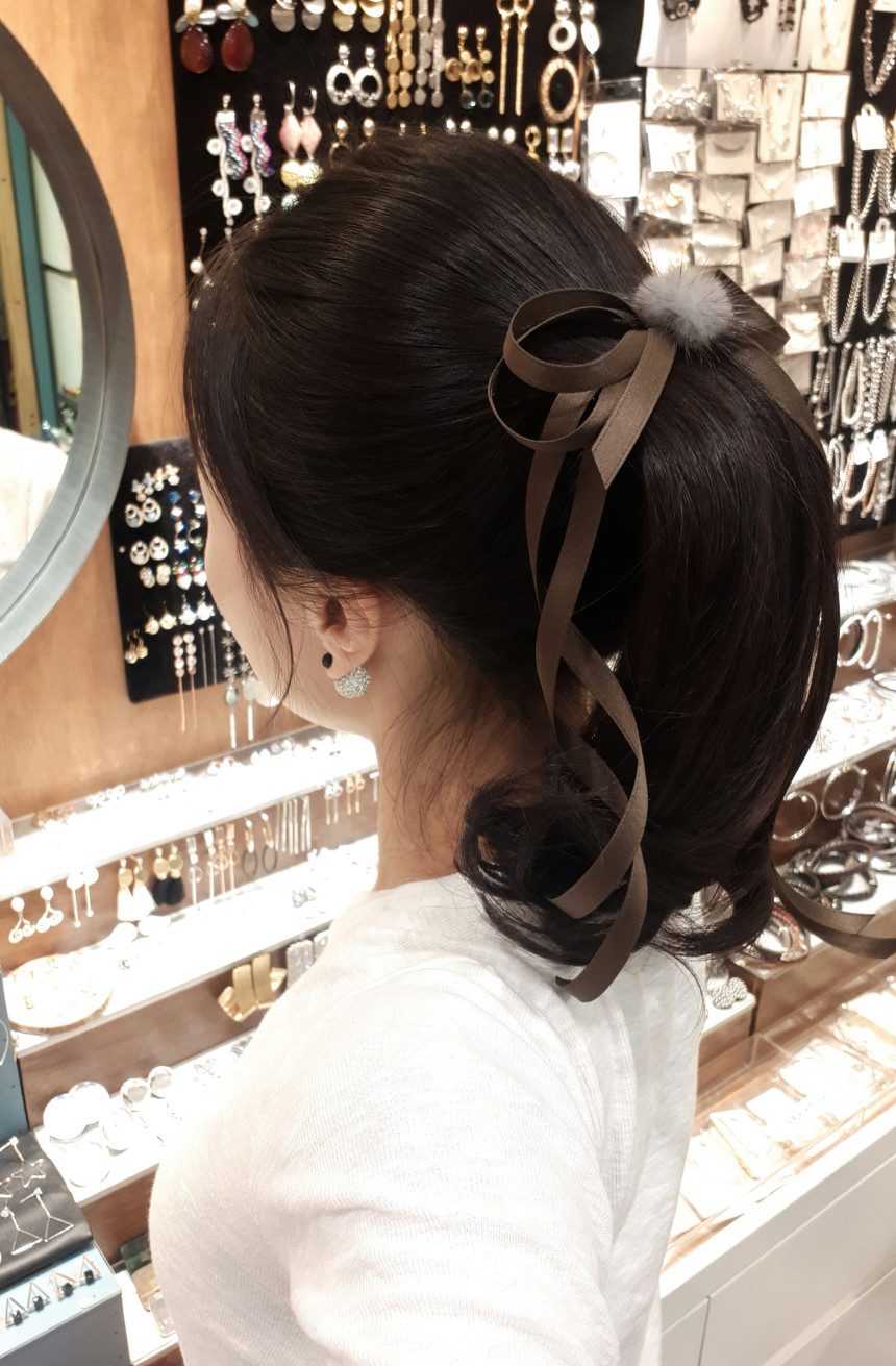 Hair Accessories Thin Line Matte Tail Ribbon Cente