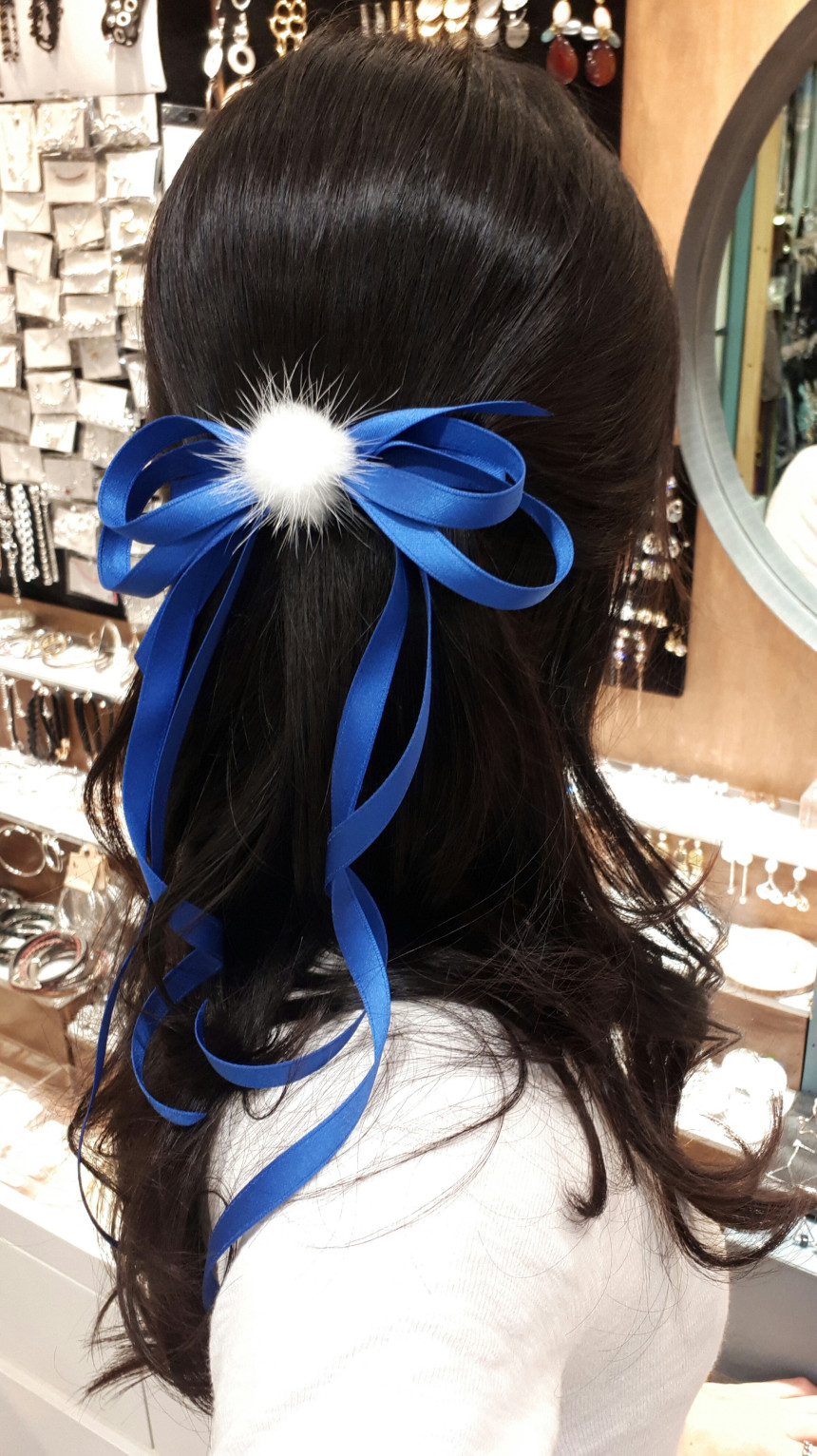Hair Accessories Thin Line Matte Tail Ribbon Cente