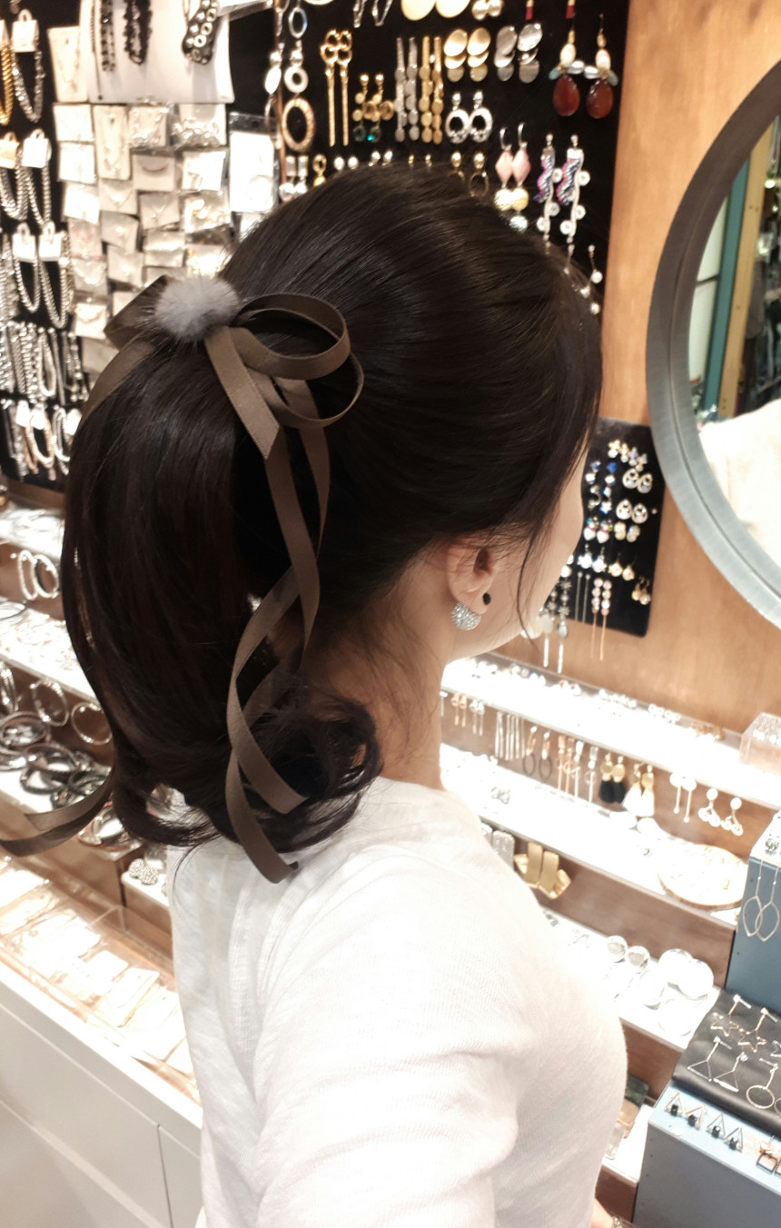 Hair Accessories Thin Line Matte Tail Ribbon Cente