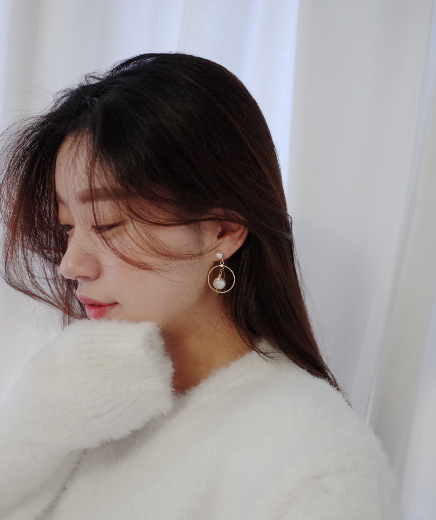 NO.45 Swarovski Round Round Pearl Drop Earrings Ha