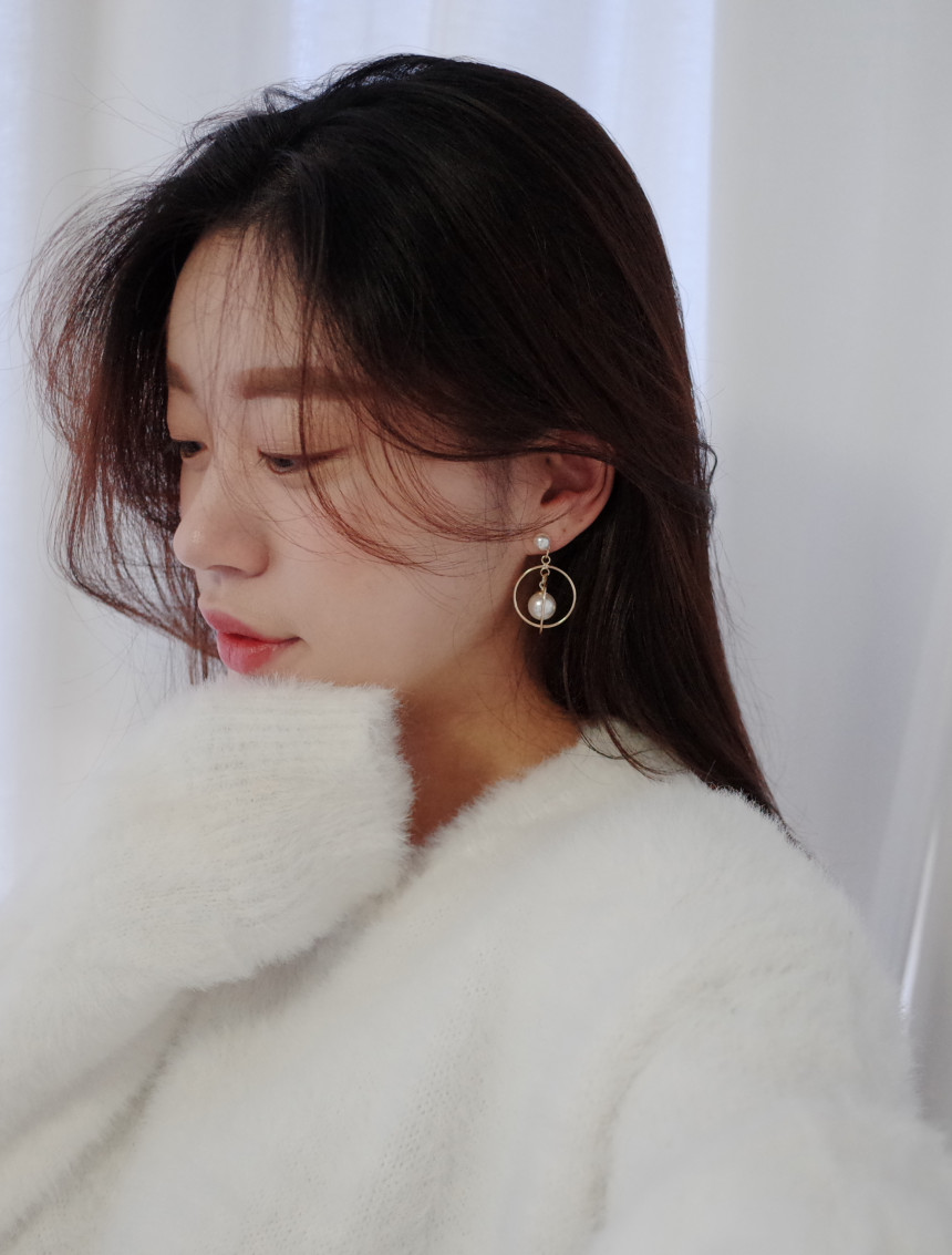 NO.45 Swarovski Round Round Pearl Drop Earrings Ha