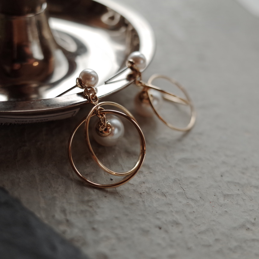 NO.45 Swarovski Round Round Pearl Drop Earrings Ha